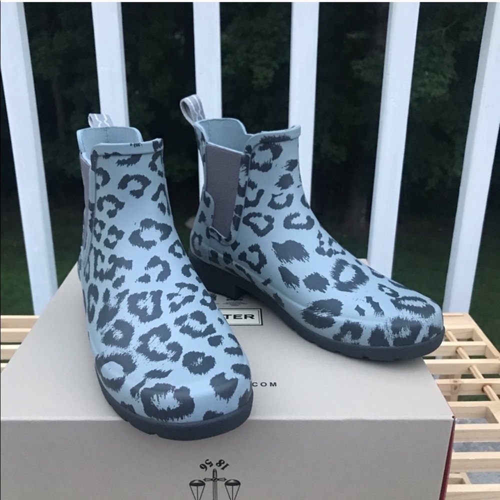 Hunter-Leopard Print Chelsea Rain Boot